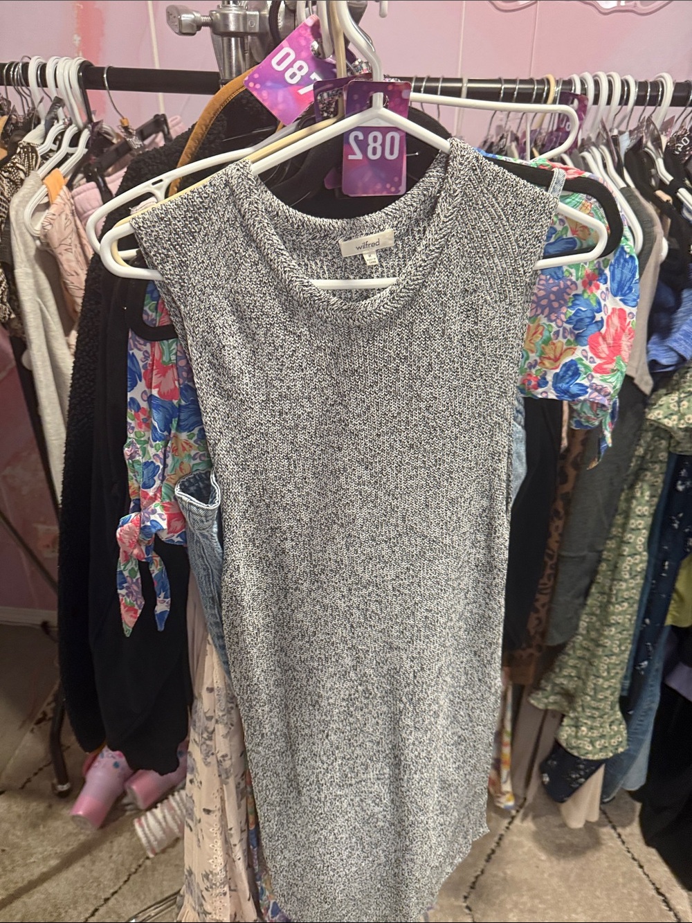 Wilfred Gray Sleeveless Cowl-Neck Knit Tank